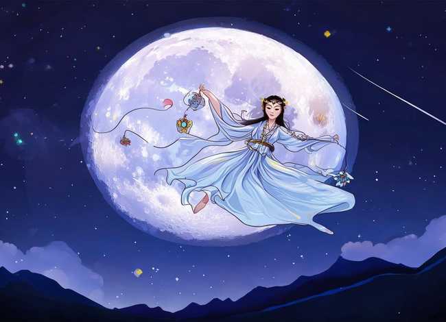 神话故事嫦娥奔月的4k绘画（嫦娥奔月的神话故事绘本手绘）