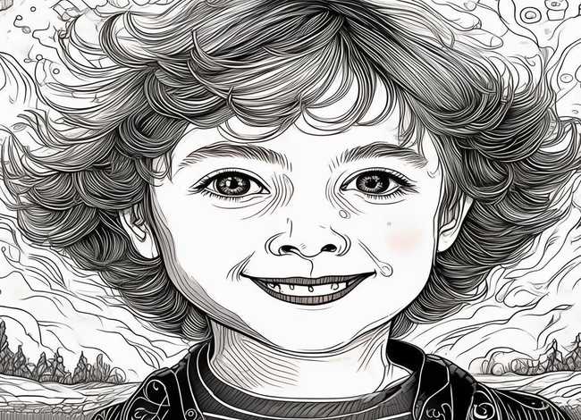 线描画儿童 - 线描画儿童作品