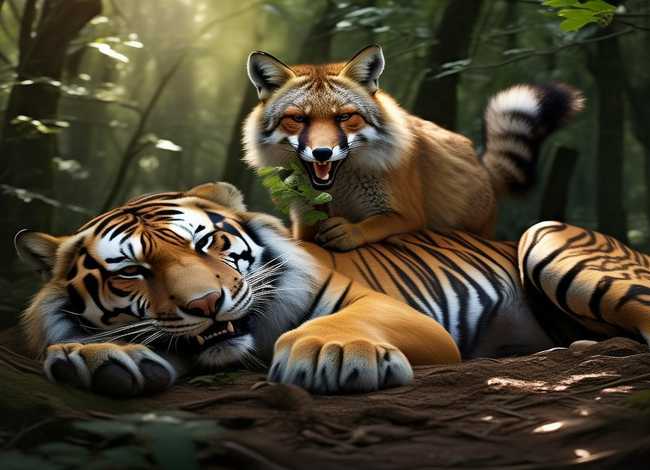 寓言故事狐假虎威图片（寓言故事狐假虎威图片字）