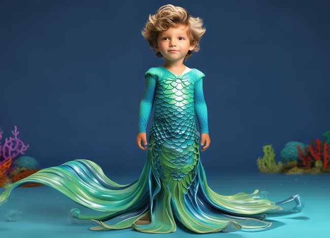 儿童美人鱼服装（儿童美人鱼服装男子尾巴图片）