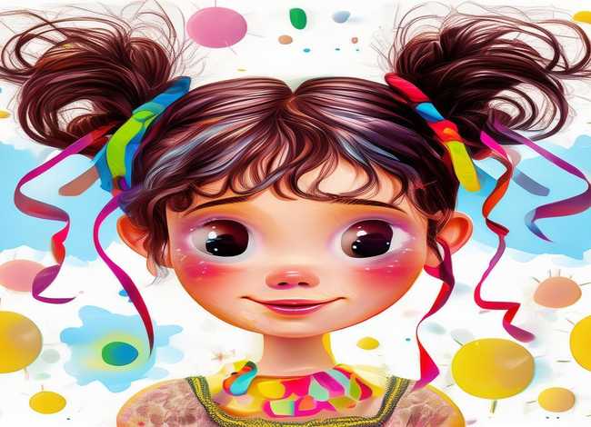 女孩发型儿童画 小女孩发型儿童画