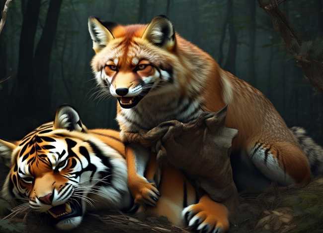 狐假虎威成语绘画、狐假虎威成语绘画图片大全