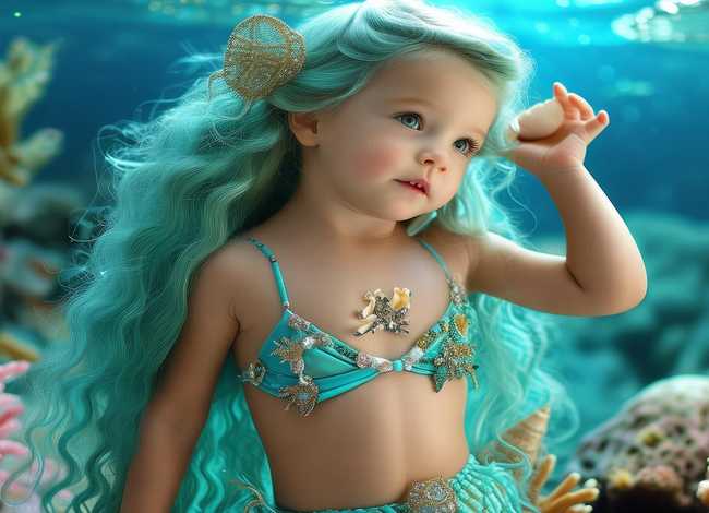 儿童美人鱼画；儿童美人鱼画照片