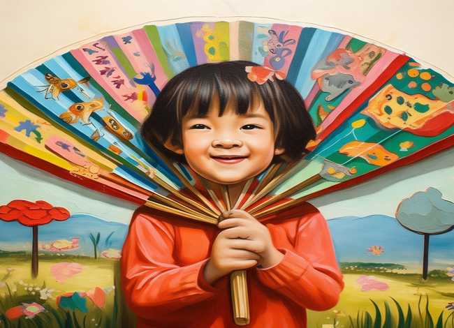 扇子画儿童6-12岁；扇子画儿童画简单~8岁