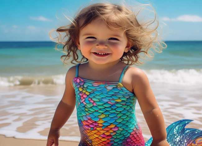 儿童美人鱼泳衣；儿童美人鱼泳衣(真人)