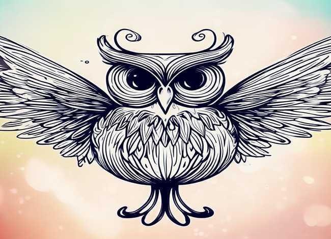 猫头鹰儿童画图片，猫头鹰儿童画图片 线描