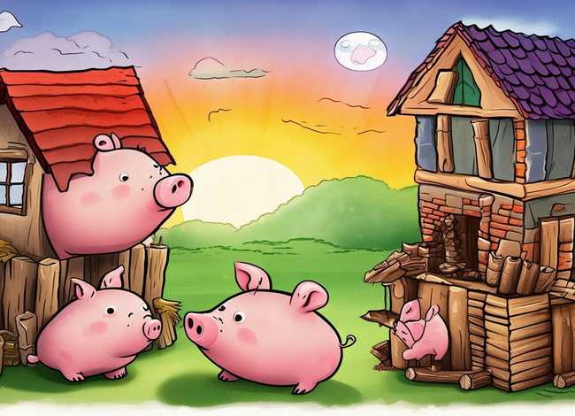 睡前小故事儿童版三只小猪盖房子、宝宝睡前故事三只小猪盖房子