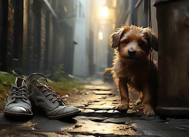 流浪狗故事场景绘画（流浪狗故事场景绘画图片）