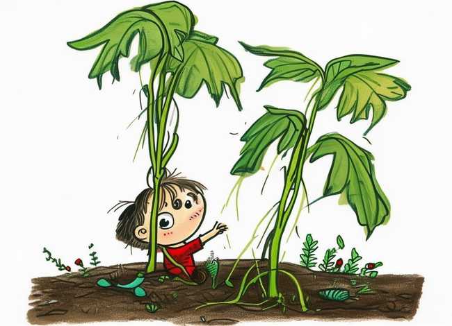 拔苗助长儿童画 - 拔苗助长简笔画 儿童画