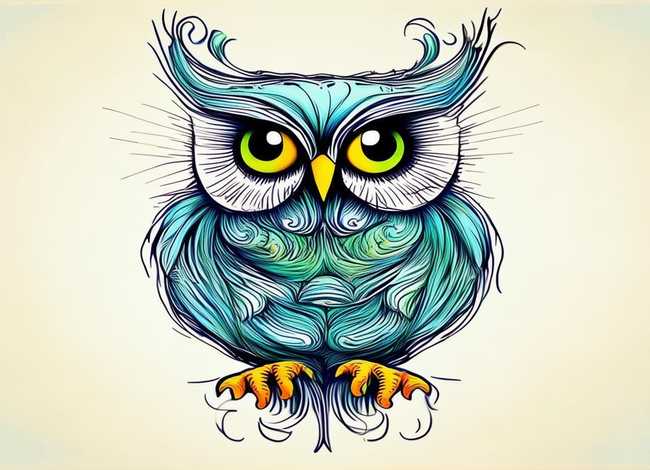 猫头鹰儿童画图片，猫头鹰儿童画图片 线描