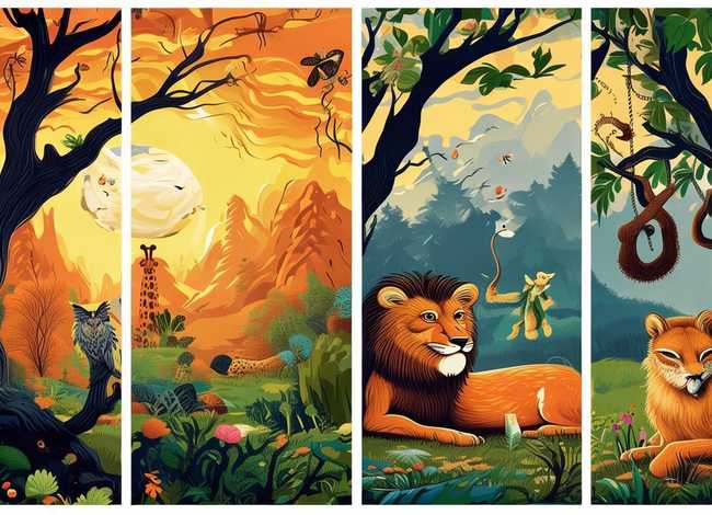动物的故事的画（动物的故事四幅画）