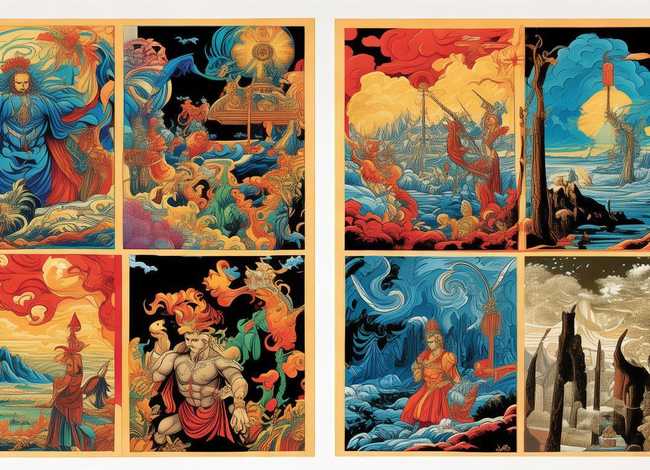 神话故事连环画手抄报，神话故事连环画手抄报6格图片