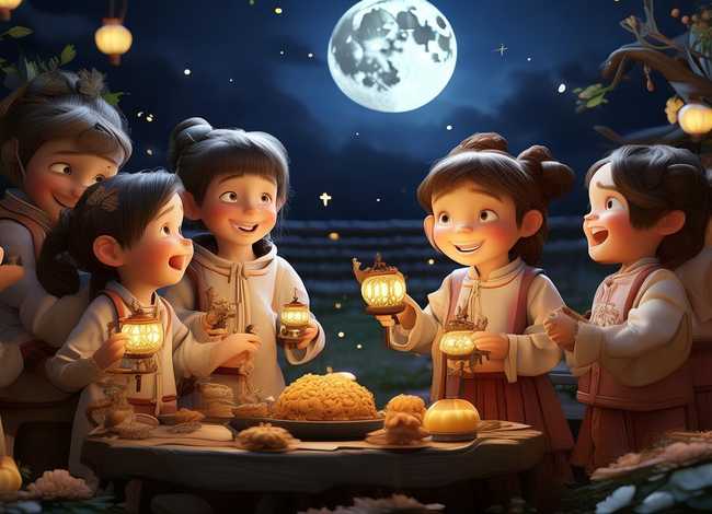 儿童中秋古诗图 - 中秋古诗少儿