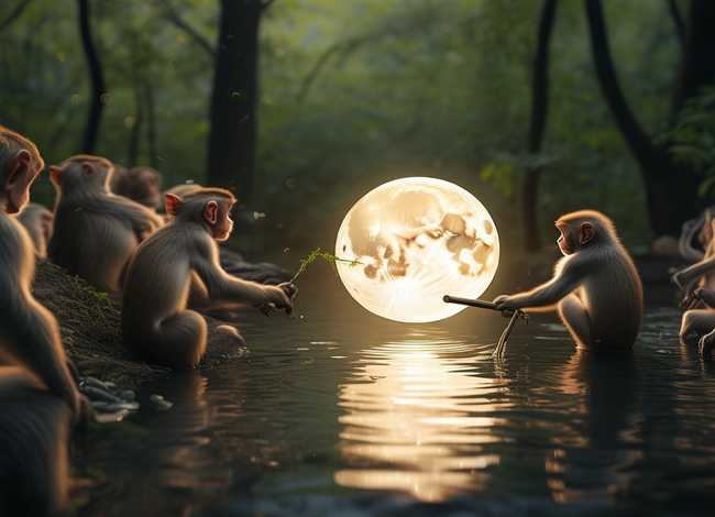 儿童睡前故事猴子捞月亮完整版，睡前故事猴子捞月亮的故事视频