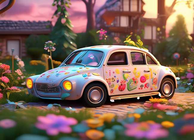 白色小汽车儿童故事，睡前故事彩色的小汽车