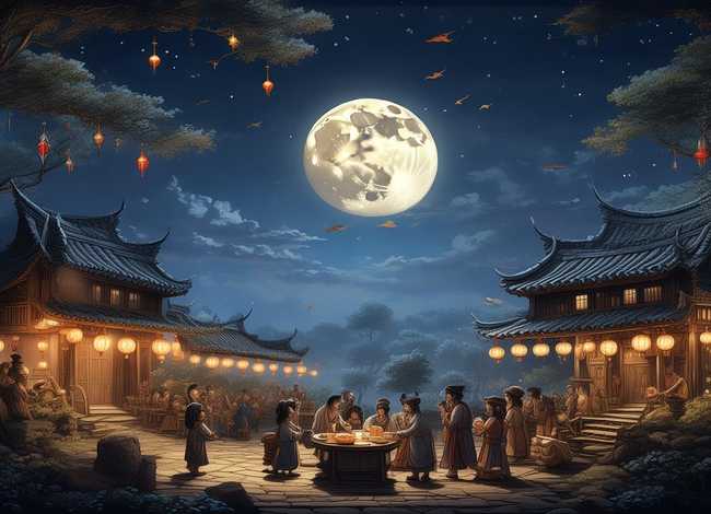 中秋节传说故事绘画；中秋节传说故事绘画图片