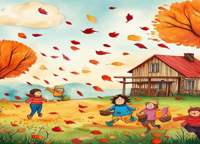 秋天的故事儿童画，秋天的故事绘画图本