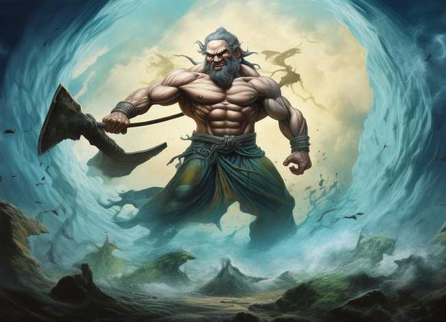 盘古的故事给我讲一下；盘古的故事给我讲一下英语