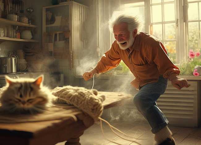 心故事，派老头和捣乱猫的开心故事