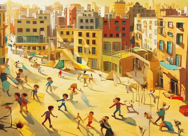 城市儿童画图片 - 城市幼儿图画