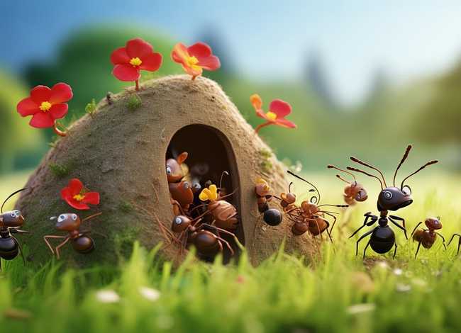 儿童画蚂蚁的家，儿童画蚂蚁的一家