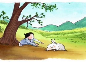 中国寓言故事守株待兔儿童版；中国寓言故事守株待兔手抄报
