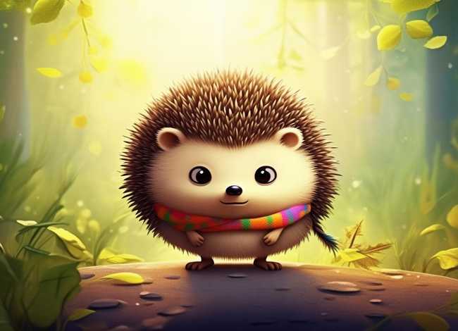 儿童绘画故事4幅图小刺猬；幼儿故事图片,勇敢的小刺猬