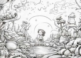 儿童故事创意黑白线描画；儿童黑白线描画教程
