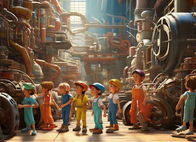工厂的儿童故事 - 工厂的儿童画