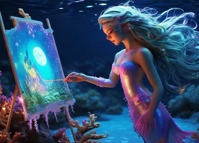 美人鱼画画的故事（美人鱼画画的故事图片）
