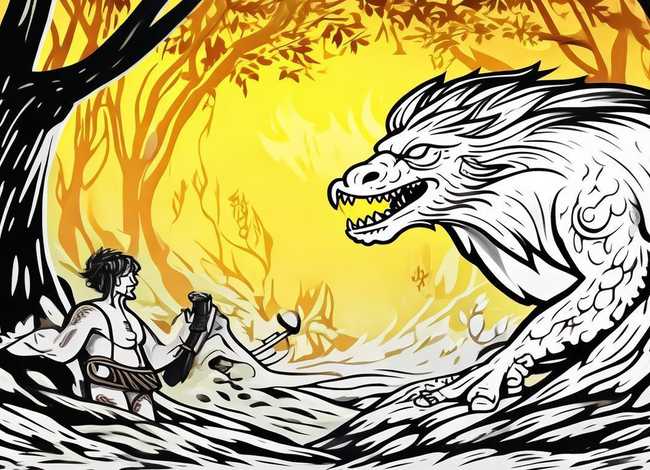 神话故事连环画4幅图片简笔，神话故事连环画4幅图片简笔画