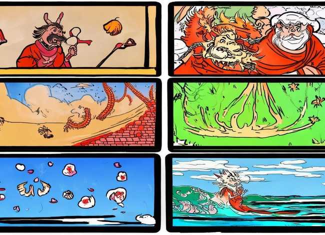 神话故事连环画4幅图片简单绘画四年级；神话故事连环画4幅图片简单绘画四年级下册