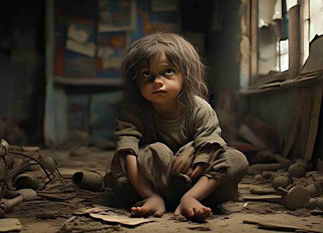 儿童故事被的孩子、被的儿童的悲惨生活