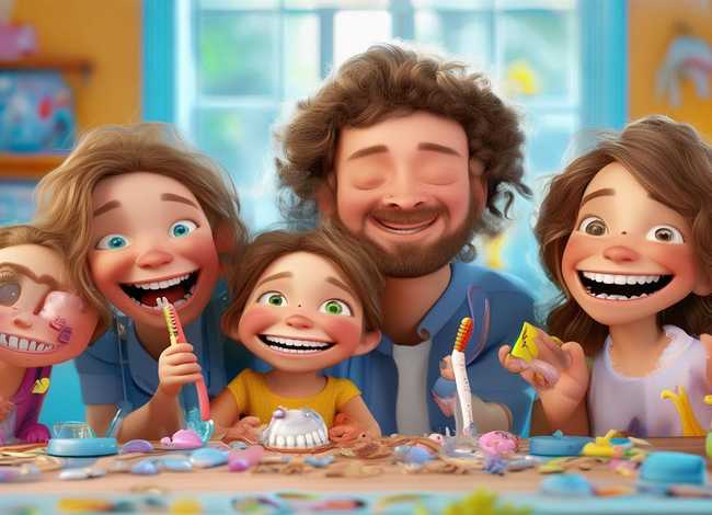 微笑儿童,家庭口腔健康场景；儿童口腔健康教育手抄报