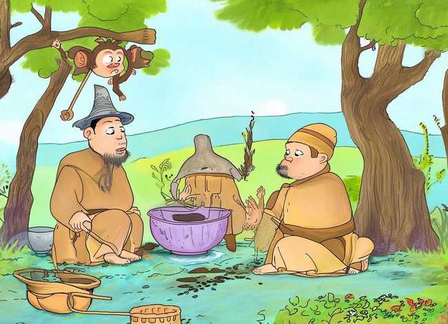 儿童故事三个和尚绘本ppt；三个和尚的绘本故事大全带图片