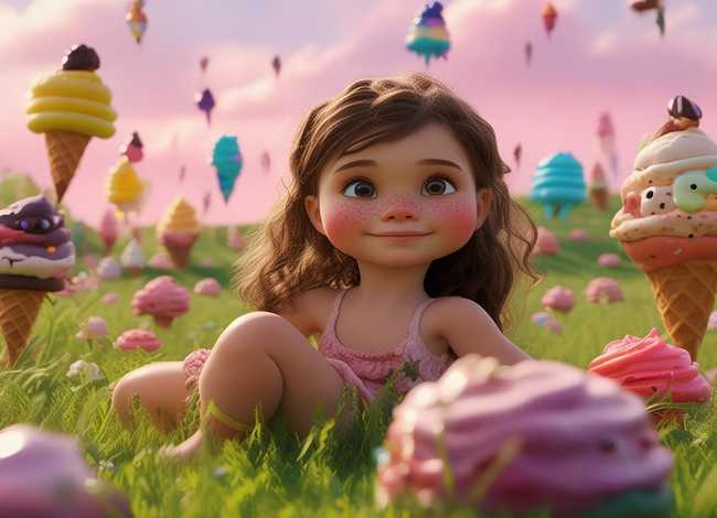 冰淇淋小故事gif；冰淇淋小女孩故事