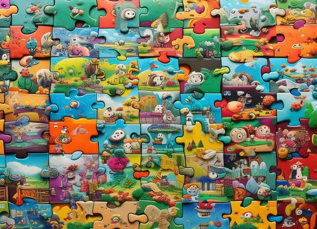 拼图动画片视频；拼图动画片视频素材