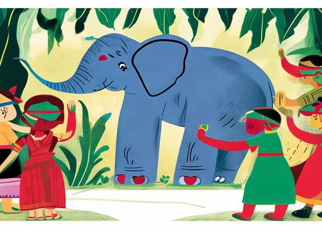 盲人摸象的故事图片ppt - 盲人摸象的故事图片绘本