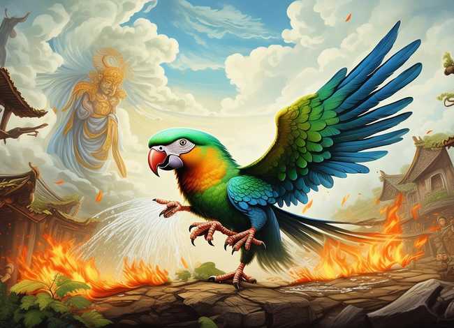 儿童故事鹦鹉救火被天神感动了（中国古代寓言故事鹦鹉救火读后感）