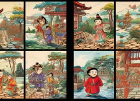 儿童民间故事连环画四张 - 民间故事连环画四幅