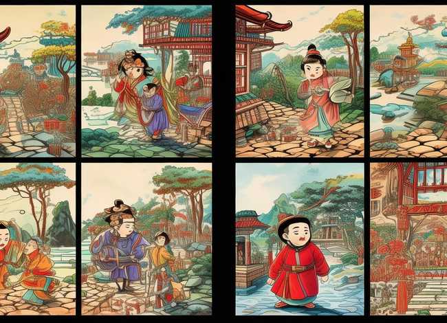 儿童民间故事连环画四张 - 民间故事连环画四幅