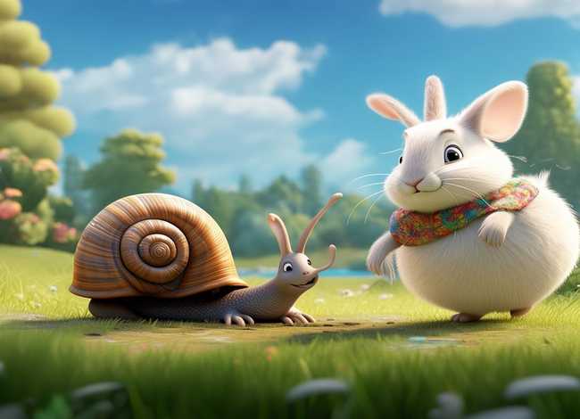 童心故事岛小蜗牛和小白兔的故事 小白兔和小蜗牛赛跑的故事