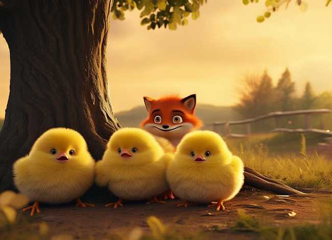三只小鸡的故事 - 狐狸和三只小鸡的故事
