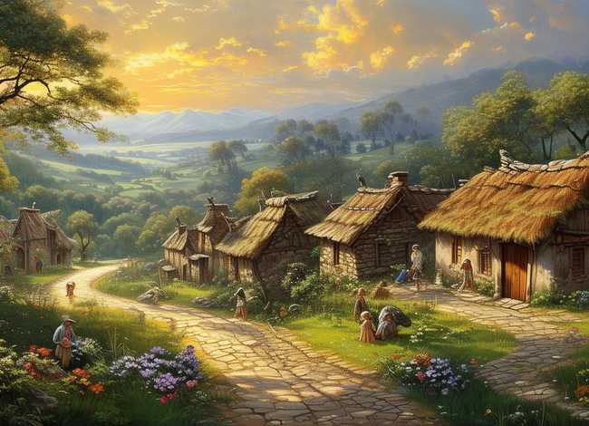 家乡的故事绘画，家乡的故事绘画图片