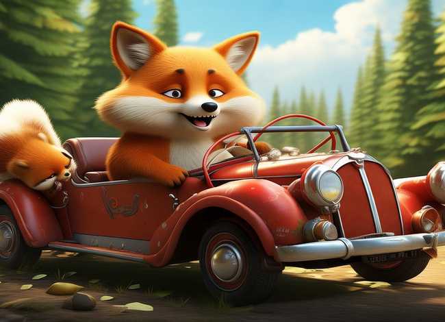 儿童故事狐狸开汽车、小狐狸开汽车的故事