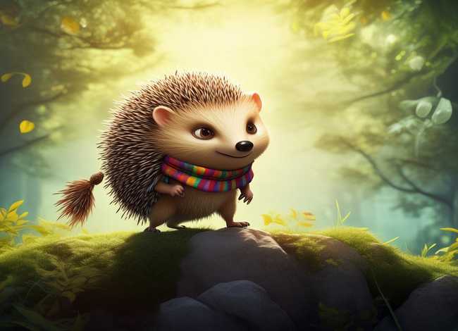 儿童绘画故事4幅图小刺猬；幼儿故事图片,勇敢的小刺猬