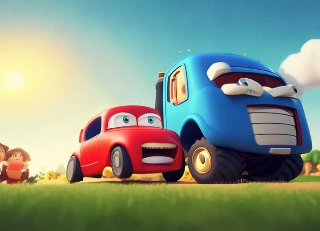 大卡车与小轿车和儿童故事（幼儿小汽车与大货车的故事）