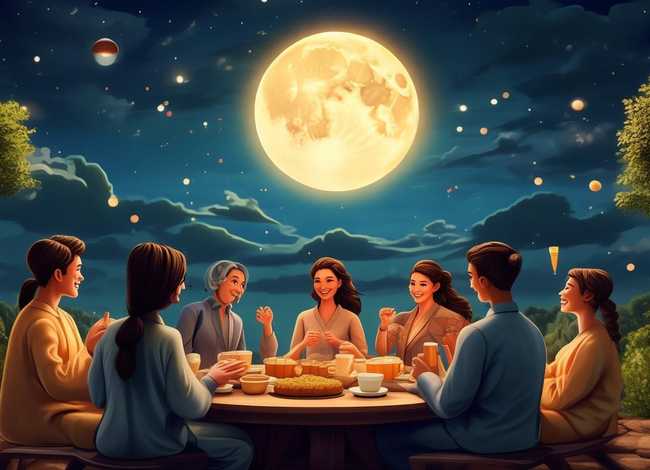 中秋的传说故事；中秋的传说故事和美好寓意画画作品