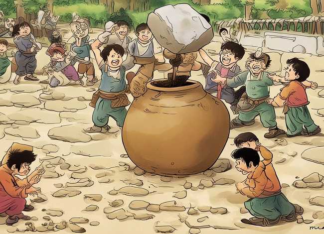 司马光砸缸儿童故事表演；司马光砸缸少儿故事表演