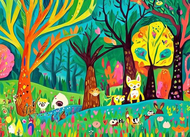 森林儿童画简笔画 - 森林简笔画彩色儿童画